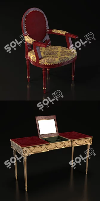 Monarche Dressing Table & Armchair: Elegant and Functional 3D model image 3