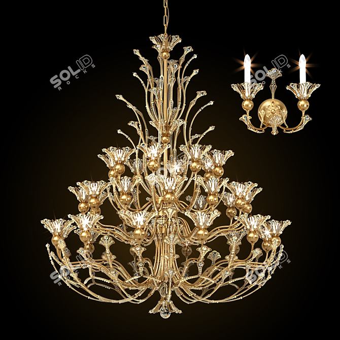 Rivendell Schonbek Chandelier - A Stunning Illumination 3D model image 1