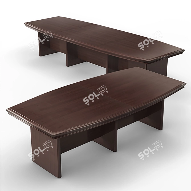 Elegant Walnut Negotiation Tables 3D model image 1