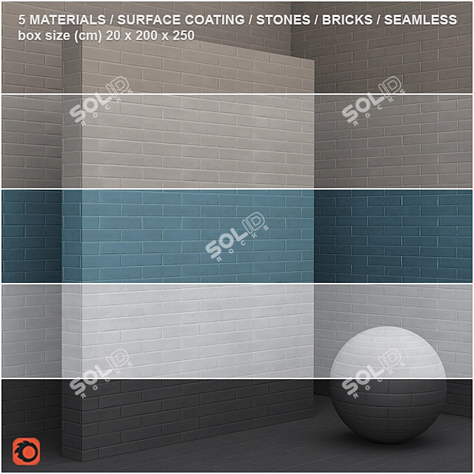 Seamless Stone & Brick Material Set 3D model image 1