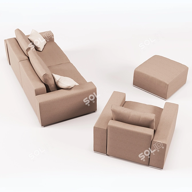 Modular OM Set: Sofa, Armchair, Stool 3D model image 2