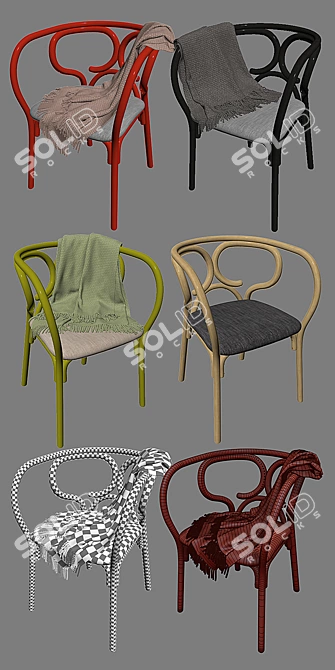 Brezel Rattan Dining Chair 3D model image 3