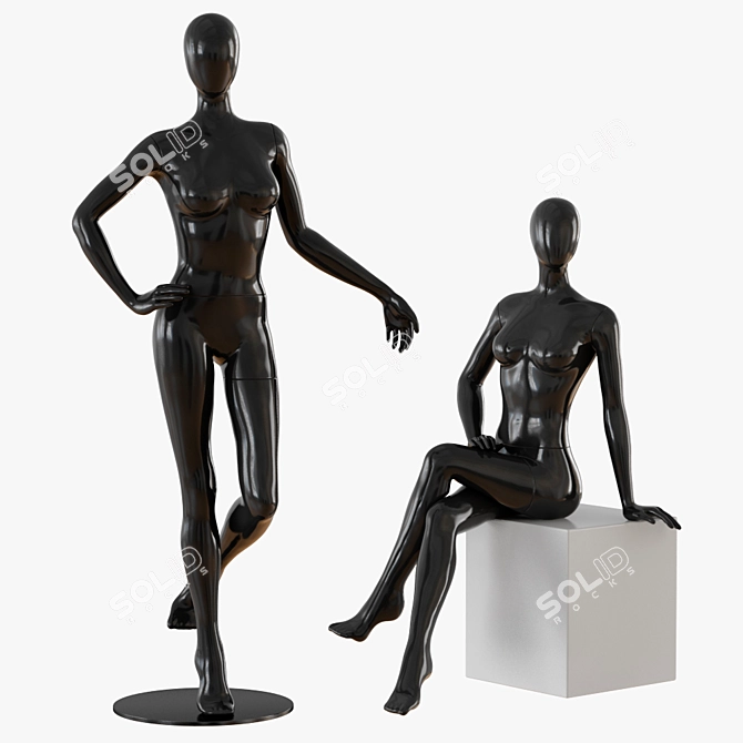 Sleek Female Abstract Mannequin 3D model image 1