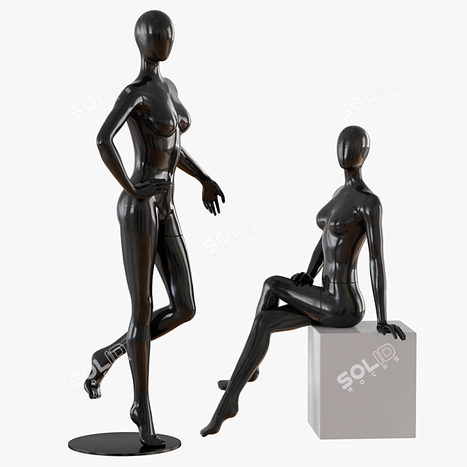 Sleek Female Abstract Mannequin 3D model image 2