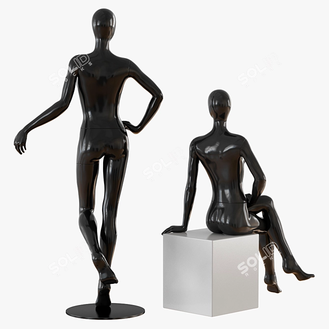 Sleek Female Abstract Mannequin 3D model image 3