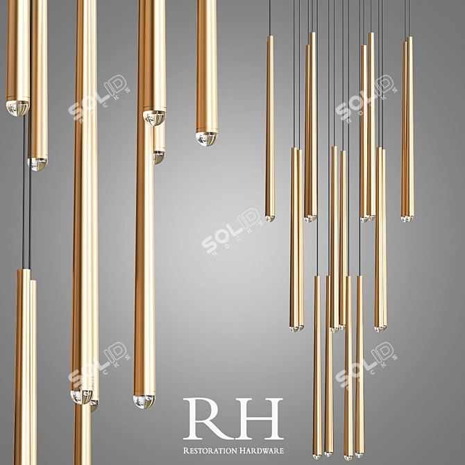 Elegant Aquitaine Round Chandelier 3D model image 1