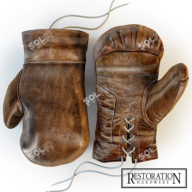 Artisan Vintage Leather Boxing Gloves 3D model image 1