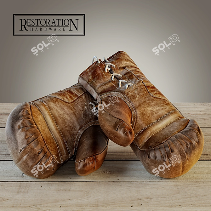 Artisan Vintage Leather Boxing Gloves 3D model image 2