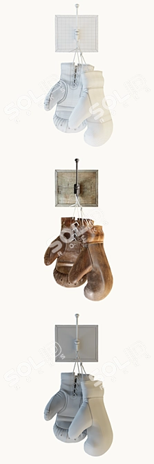 Artisan Vintage Leather Boxing Gloves 3D model image 3