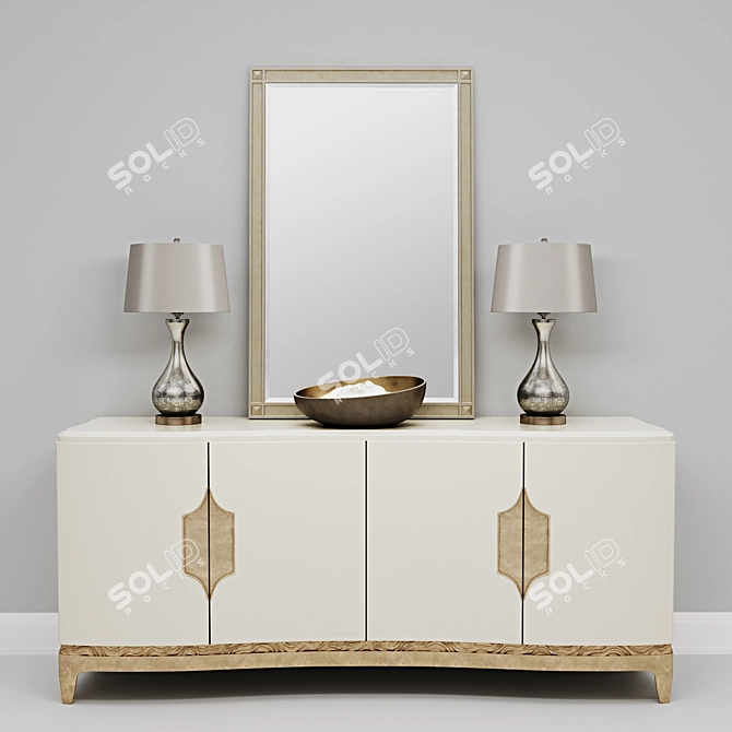 Elegant Adela Set: Buffet, Mirror, Table Lamp 3D model image 1