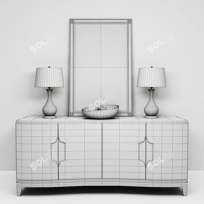 Elegant Adela Set: Buffet, Mirror, Table Lamp 3D model image 3