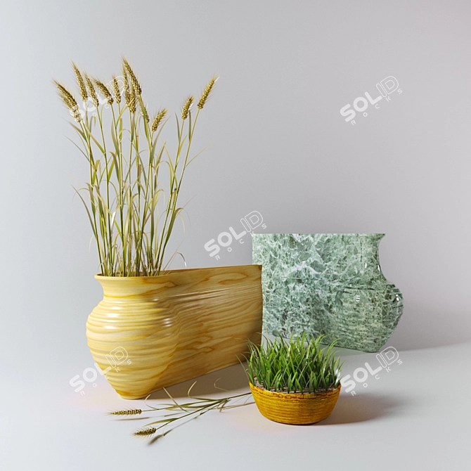 Wheat-inspired Vase Collection 3D model image 1