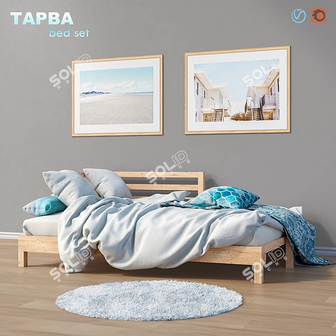 Versatile Daybed Set with IKEA TARVA: Comfortable and Ergonomic Bed, Bedding, and Décor 3D model image 1