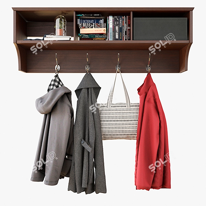 Modern Wall-Mounted Clothes Shelf 3D model image 1