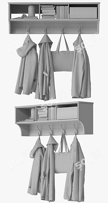 Modern Wall-Mounted Clothes Shelf 3D model image 3