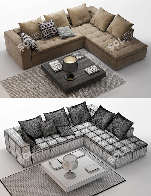 Modern Corner Sofa: BoConcept Mezzo 3D model image 2