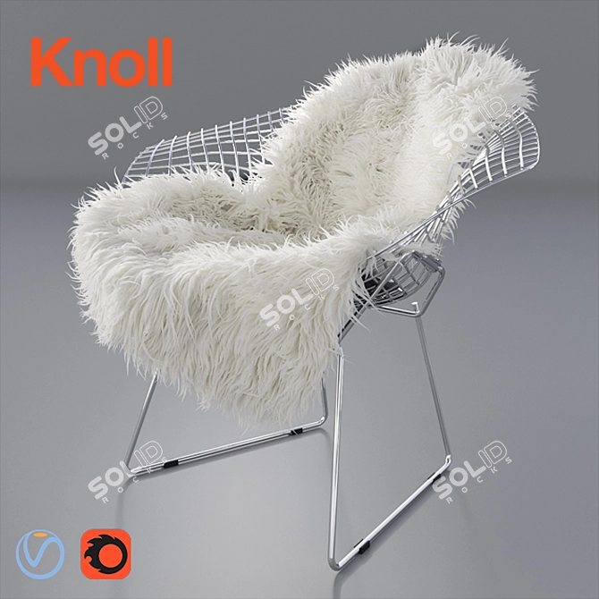 Luxury Sheepskin Bertoia Chair 3D model image 1