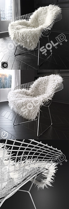 Luxury Sheepskin Bertoia Chair 3D model image 3