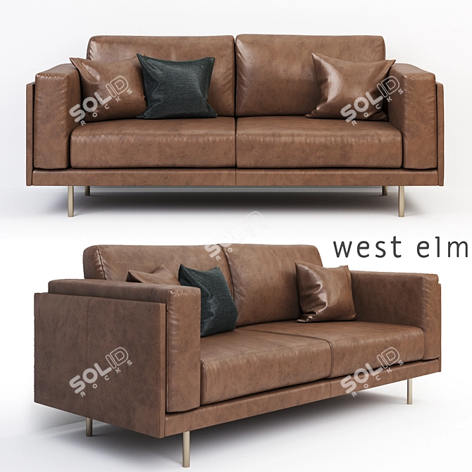 Modern Leather Sofa | West Elm Dempsey 3D model image 1