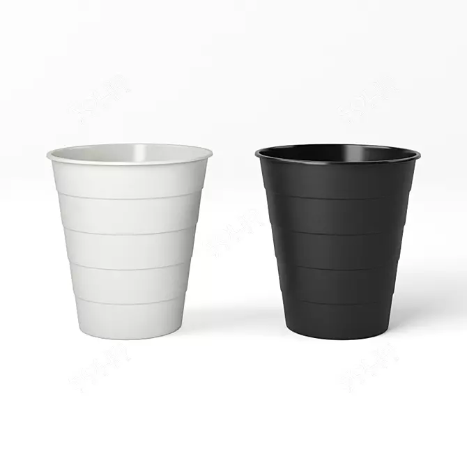 IKEA FNISS Trash Can: Sleek Utility in Black and White 3D model image 1