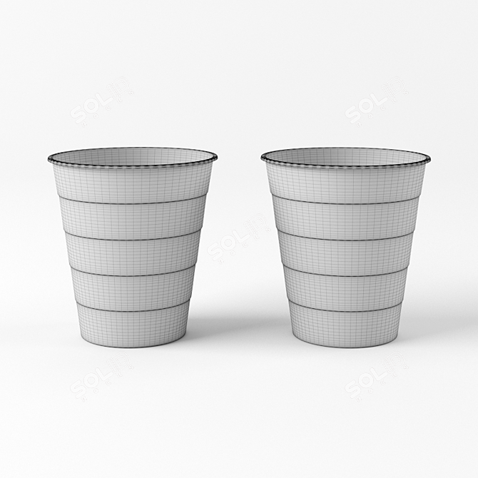 IKEA FNISS Trash Can: Sleek Utility in Black and White 3D model image 2