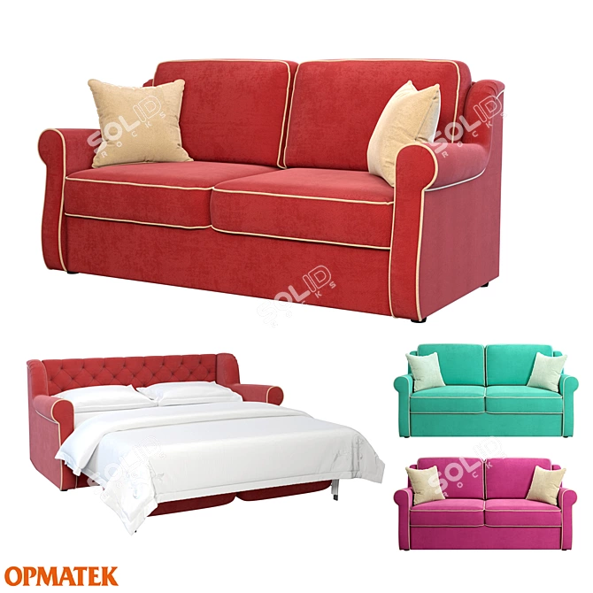 Classic Grace Velvet Sofa | 3 Colors 3D model image 1
