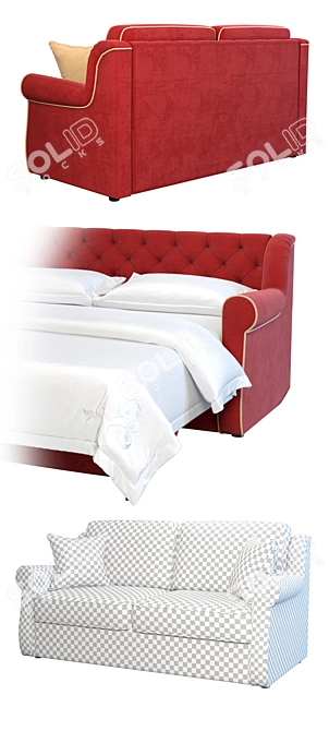 Classic Grace Velvet Sofa | 3 Colors 3D model image 2