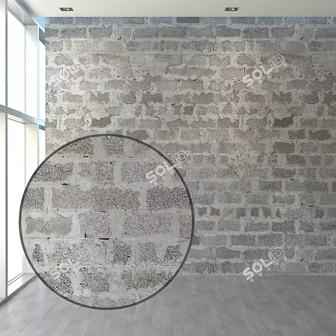 Seamless Clay Wall Set 3D model image 1