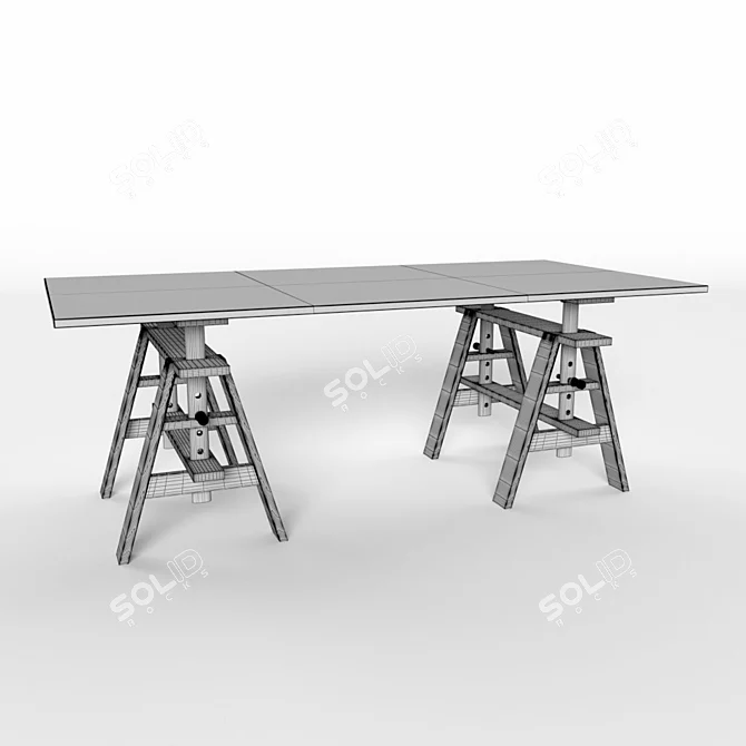 Elegant Beech Desk: Leonardo 3D model image 2