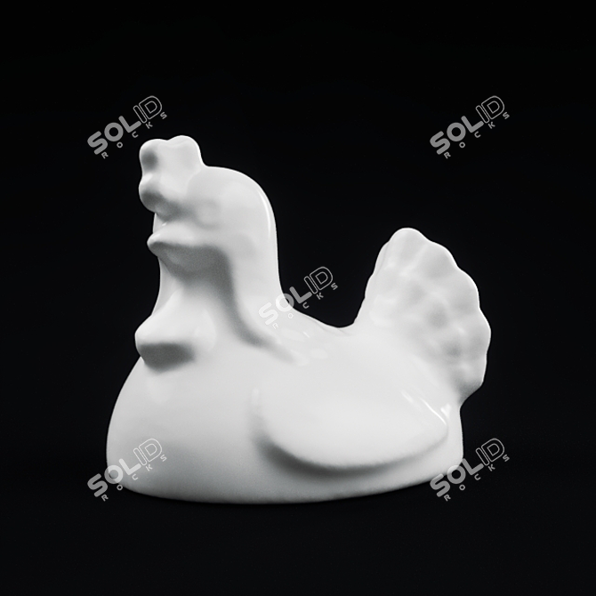 Vintage Brown Hen Figurine 3D model image 1