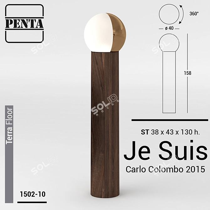 PENTA Je Suis Floor Lamp: Elegant Oak Design 3D model image 1