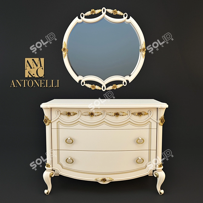Antonelli Moravio Charme Mirror and Dresser Set 3D model image 1