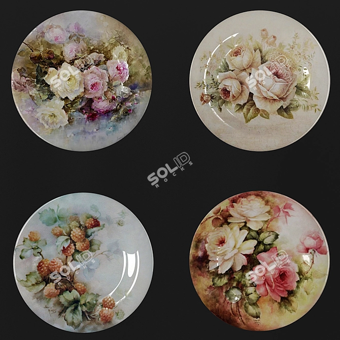 Elegant Decorative Plate 260mm 3D model image 2