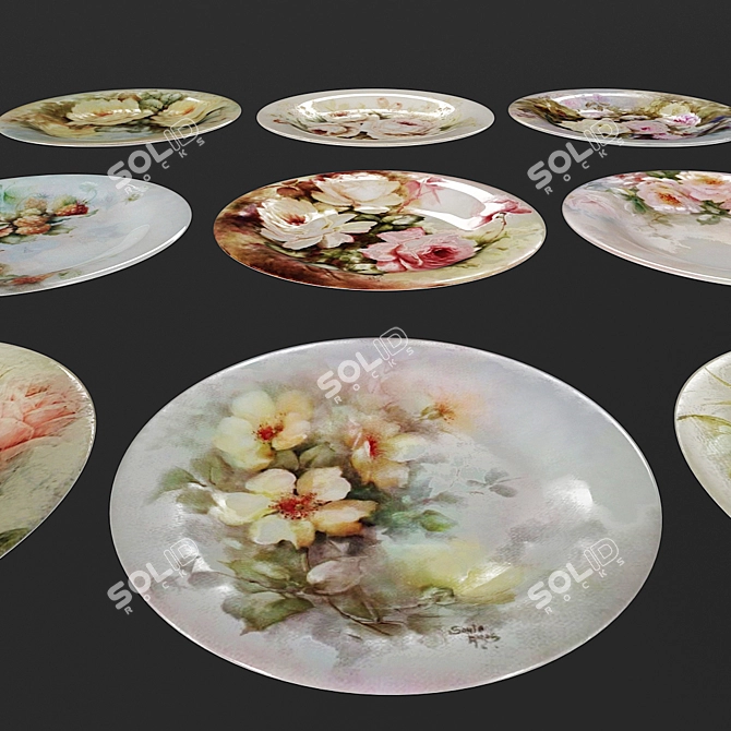 Elegant Decorative Plate 260mm 3D model image 3