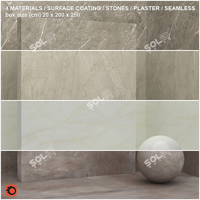 Seamless Set: Stone, Plaster - 4 Materials 3D model image 1