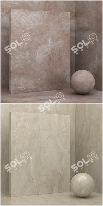 Seamless Set: Stone, Plaster - 4 Materials 3D model image 3