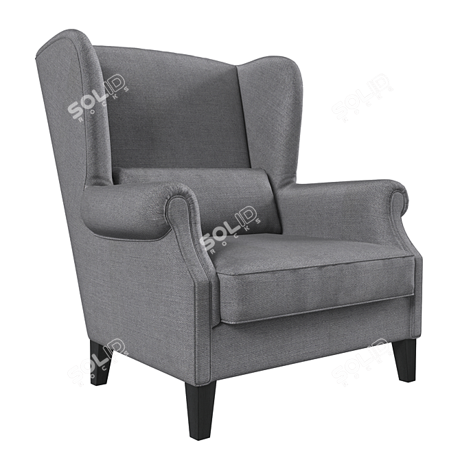 Cozy Charcoal Lounge Chair 3D model image 2