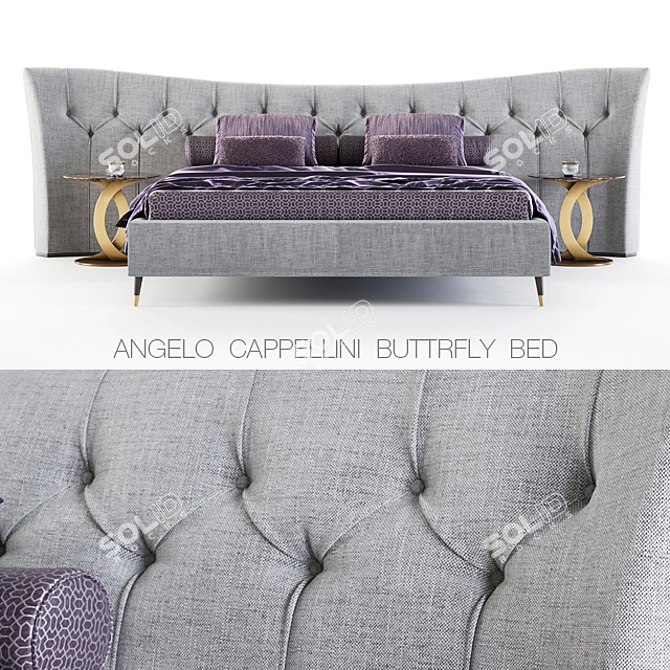 Angelo Cappellini Butterfly Bed: Elegant and Luxurious! 3D model image 1