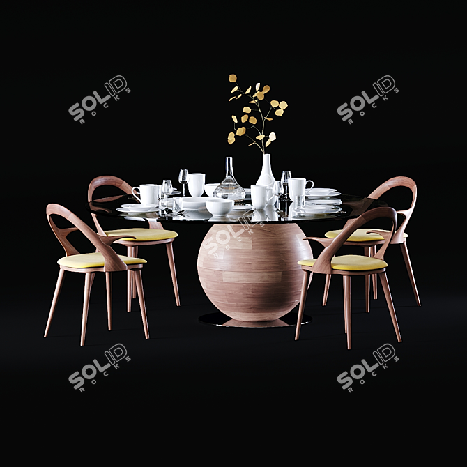 Elegant Porada Dining Set 3D model image 1