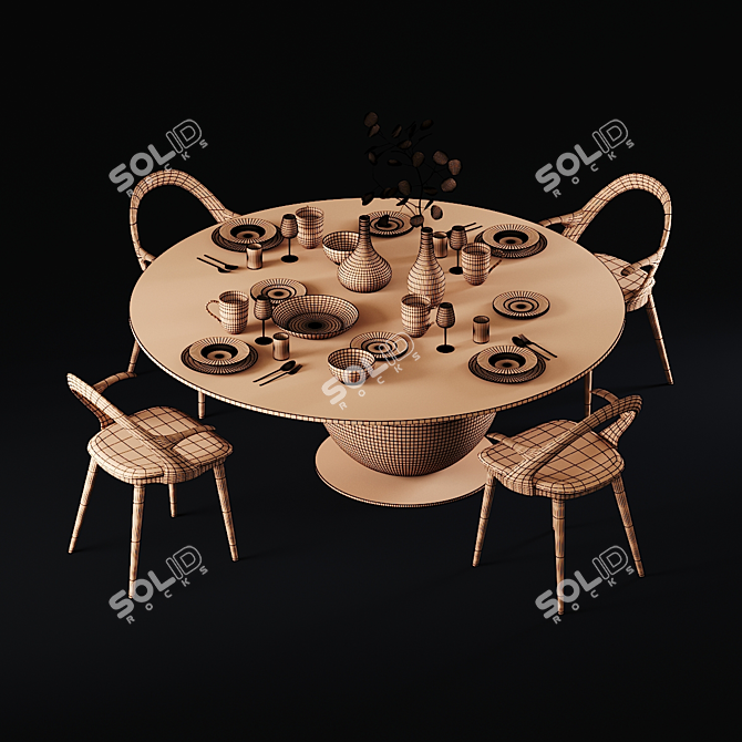 Elegant Porada Dining Set 3D model image 3