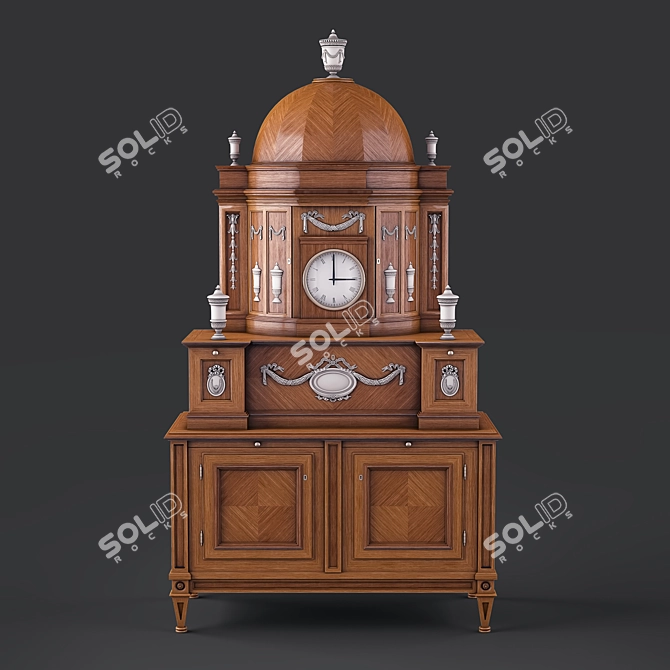 Vintage Biedermeier Display Cabinet 3D model image 1