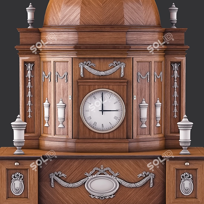 Vintage Biedermeier Display Cabinet 3D model image 2