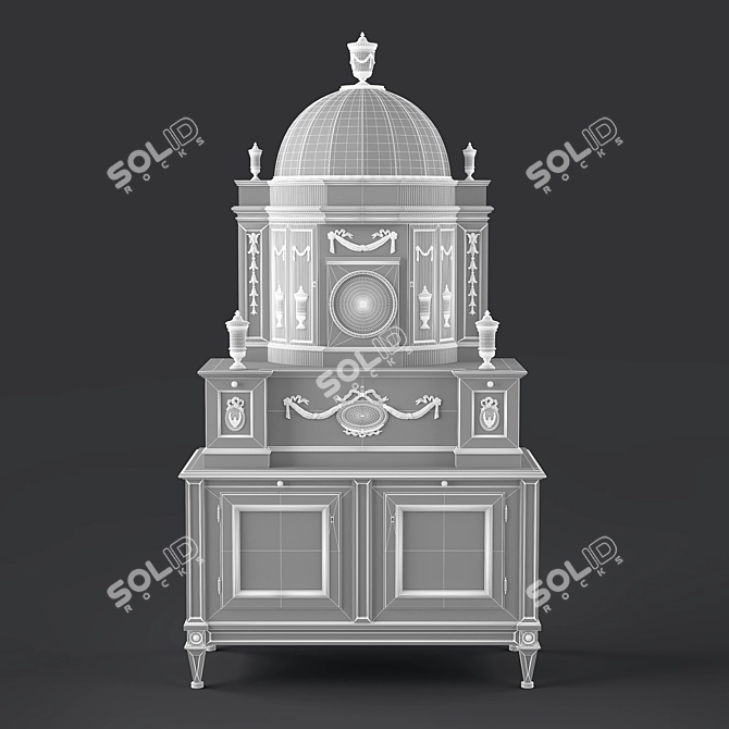 Vintage Biedermeier Display Cabinet 3D model image 3