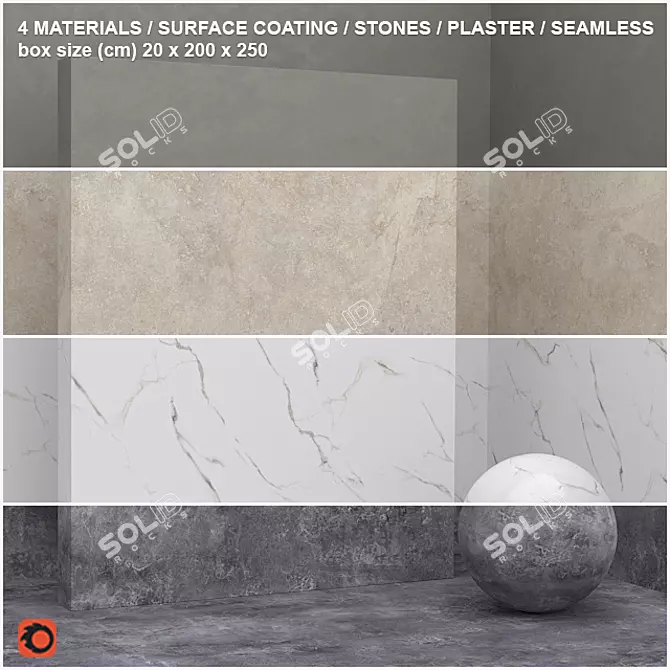 Seamless Stone and Plaster Set 3D model image 1