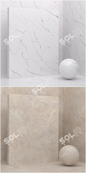 Seamless Stone and Plaster Set 3D model image 2
