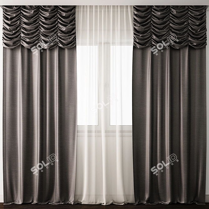 Elegant Curtain Model Set 3D model image 1