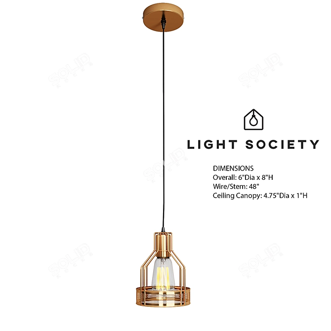 Sleek Iron Pendant Lamp 3D model image 1