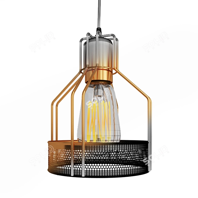 Sleek Iron Pendant Lamp 3D model image 2