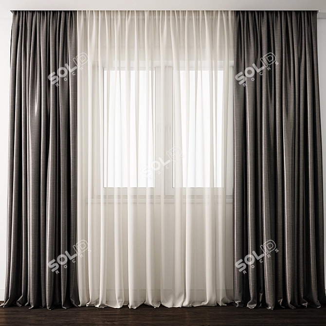 Elegance Embodied: Detailed Curtain Model 3D model image 1