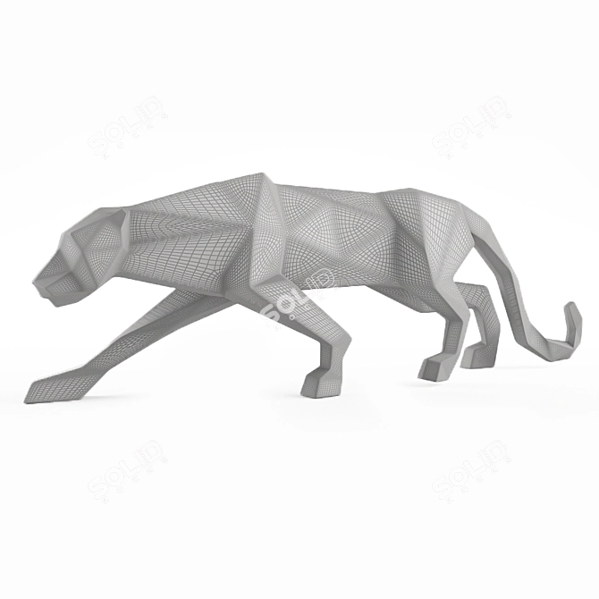 Elegant Panther Figurine in Black and White 3D model image 2